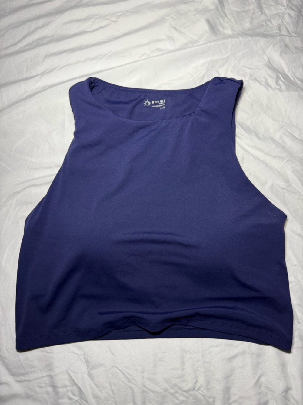 Offline by aerie High-Neck Sleeveless Crop athletic Tank Top with built in bra